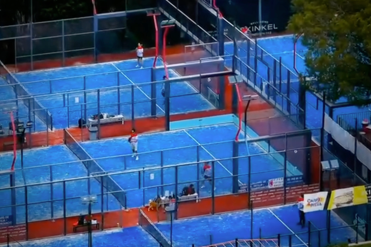 Bird’s-eye view of Can Teixidó Pàdel Club showing a section of the padel courts on the Maresme coast
