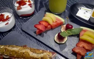 Selection of fresh, local breakfast foods at Villa Cal Music B&B including regional ingredients and daily-made items