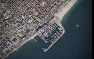 Satellite view of Hotel Atenea Port Mataró near the marina and Mediterranean coast