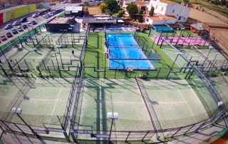 Padel Players training at Ocata Padel Club in El Masnou during a Bee-Padel intensive boot camp near Barcelona, Spain.
