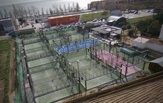Aerial view of Masnou Ocata Padel Club with the round-roof Combat Training and Fighting facility visible on the top right