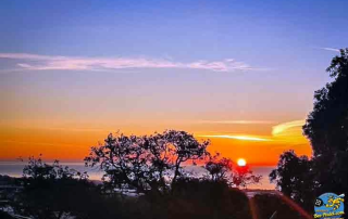 Romantic sunset over the Mediterranean Sea viewed from Masia Can Casadellà in peaceful silence
