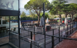 Scenic view of the terrace overlooking the padel courts at Can Teixidó Padel Club