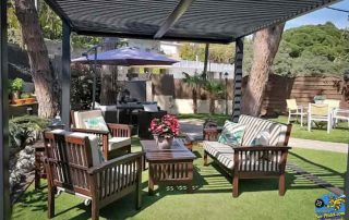 Relaxing terrace at Villa Cal Music B&B with family service offering drinks and great food all day