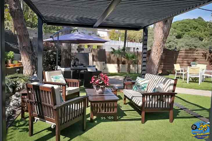 Relaxing terrace at Villa Cal Music B&B with family service offering drinks and great food all day